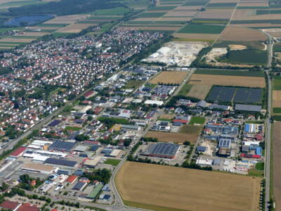Das Flächenpotenzial im Gewerbegebiet Ost zeigt sich bei einem Blick von oben.